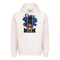 Pale Pink Cheer Mom Afro Messy Bun Premium Hoodie - texasbilliewilder