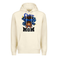 Sandshell Cheer Mom Afro Messy Bun Premium Hoodie - texasbilliewilder