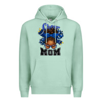 Seafoam Cheer Mom Afro Messy Bun Premium Hoodie - texasbilliewilder