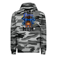 Slate Camo Cheer Mom Afro Messy Bun Premium Hoodie - texasbilliewilder