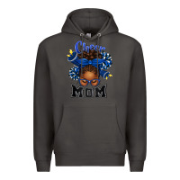 Smoke Cheer Mom Afro Messy Bun Premium Hoodie - texasbilliewilder