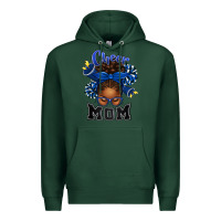 Sports Green Cheer Mom Afro Messy Bun Premium Hoodie - texasbilliewilder