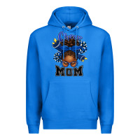 True Royal Cheer Mom Afro Messy Bun Premium Hoodie - texasbilliewilder