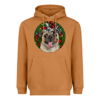 Meerkat Christmas Pug With Buffalo Plaid Heavyweight Hoodie - RanaPortraitStore