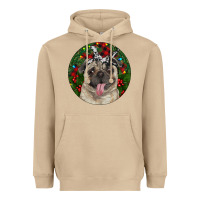 Mushroom Christmas Pug With Buffalo Plaid Heavyweight Hoodie - RanaPortraitStore