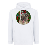White Christmas Pug With Buffalo Plaid Heavyweight Hoodie - RanaPortraitStore