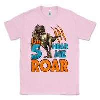 Bubblegum Pink i'm five hear me roar dinosaur birthday Classic Tee - LillyAllenDesigns