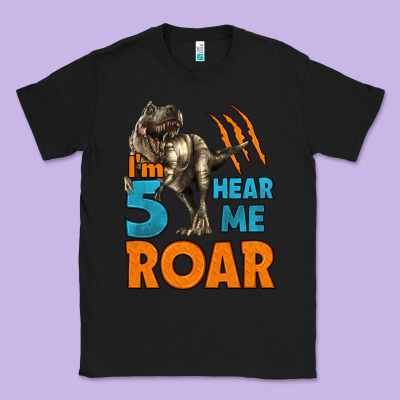 I'm Five Hear Me Roar Dinosaur Birthday Classic Tee Designed By Lillyallendesigns
