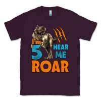 Plum i'm five hear me roar dinosaur birthday Classic Tee - LillyAllenDesigns