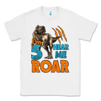 White i'm five hear me roar dinosaur birthday Classic Tee - LillyAllenDesigns