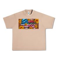 Burro usa flag and serape with leopard and sunflowers license plate Urban Heavy Tee - Artiststas