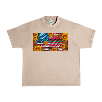 French Oak usa flag and serape with leopard and sunflowers license plate Urban Heavy Tee - Artiststas
