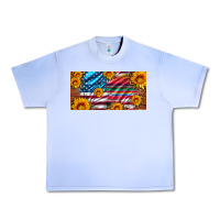 Grape Ice usa flag and serape with leopard and sunflowers license plate Urban Heavy Tee - Artiststas