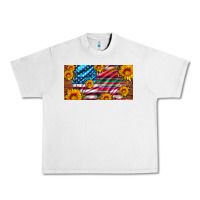 Lunar Rock usa flag and serape with leopard and sunflowers license plate Urban Heavy Tee - Artiststas