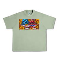 Oil Green usa flag and serape with leopard and sunflowers license plate Urban Heavy Tee - Artiststas
