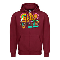Burgundy hello first grade Zipper Hoodie - NancyCooperArtShop