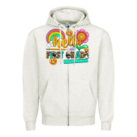 Oatmeal Heather hello first grade Zipper Hoodie - NancyCooperArtShop