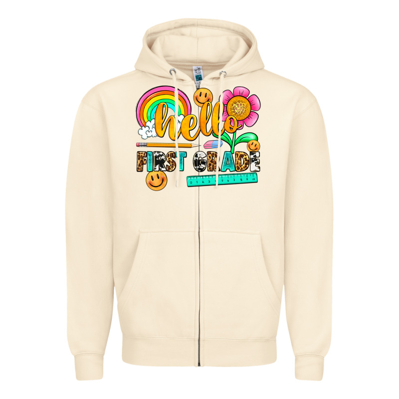 Hello First Grade Zipper Hoodie by NancyCooperArtShop | Teevron