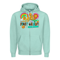 Seafoam hello first grade Zipper Hoodie - NancyCooperArtShop