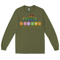 Army Green hello spring Long Sleeve Tee - MaliasSmallBusiness