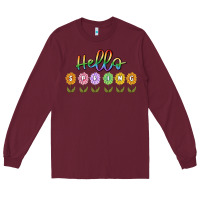 Burgundy hello spring Long Sleeve Tee - MaliasSmallBusiness