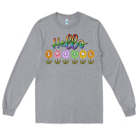 Heather Grey hello spring Long Sleeve Tee - MaliasSmallBusiness