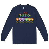 Navy hello spring Long Sleeve Tee - MaliasSmallBusiness