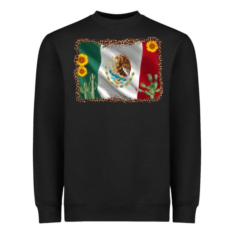 Mexico Flag Sunflower Cactus Heavyweight Sweatshirt by AdoDesignShop | Teevron