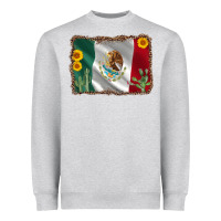 Heather Grey mexico flag sunflower cactus Heavyweight Sweatshirt - AdoDesignShop