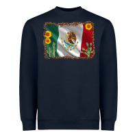 Navy mexico flag sunflower cactus Heavyweight Sweatshirt - AdoDesignShop