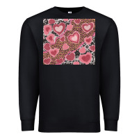 Black valentine's day hearts with leopard and cowhide Premium Sweatshirt - RanaPortraitStore