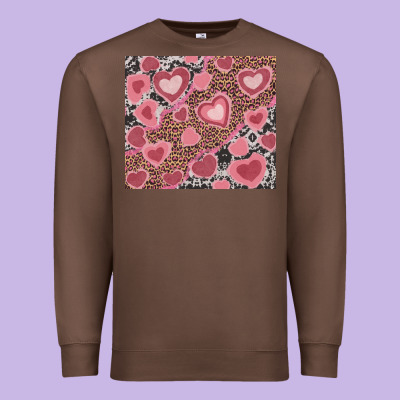 Valentine's Day Hearts With Leopard And Cowhide Premium Sweatshirt Designed By Ranaportraitstore
