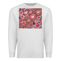 Oatmeal Heather valentine's day hearts with leopard and cowhide Premium Sweatshirt - RanaPortraitStore
