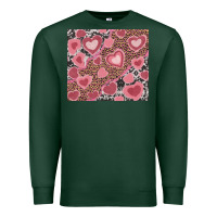 Sports Green valentine's day hearts with leopard and cowhide Premium Sweatshirt - RanaPortraitStore