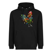 Black Christmas Lights Rooster Heavyweight Hoodie - RanaPortraitStore