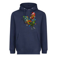 Navy Christmas Lights Rooster Heavyweight Hoodie - RanaPortraitStore