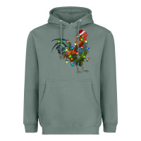 Sage Christmas Lights Rooster Heavyweight Hoodie - RanaPortraitStore