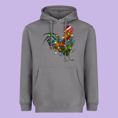 Christmas Lights Rooster Heavyweight Hoodie Designed By Ranaportraitstore