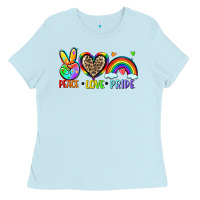 Baby Blue peace love pride Ladies Tee - Zillion Design Studio