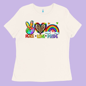 Peace Love Pride Ladies Tee Designed By Zillion Design Studio