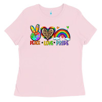 Bubblegum Pink peace love pride Ladies Tee - Zillion Design Studio