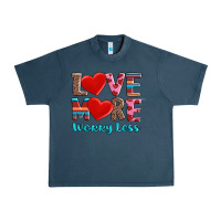 Midnight Navy love more worry less Urban Heavy Tee - AdoDesignShop