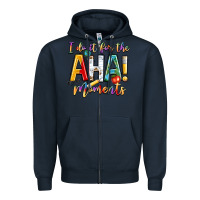 Navy i do it for the aha moments Zipper Hoodie - NancyCooperArtShop