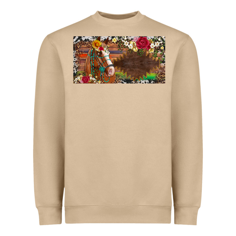 Western Turquoise Gemstone Horse Cowhide Leopard Floral Background Lic Heavyweight Sweatshirt by Artiststas | Teevron