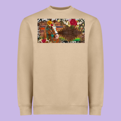 Western Turquoise Gemstone Horse Cowhide Leopard Floral Background Lic Heavyweight Sweatshirt Designed By Artiststas