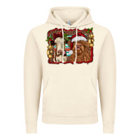 Vintage Artic christmas heifer and highland cow with serape background Vintage Hoodie - RanaPortraitStore