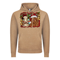 Vintage Coffee christmas heifer and highland cow with serape background Vintage Hoodie - RanaPortraitStore