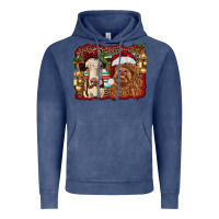 Vintage Denim christmas heifer and highland cow with serape background Vintage Hoodie - RanaPortraitStore