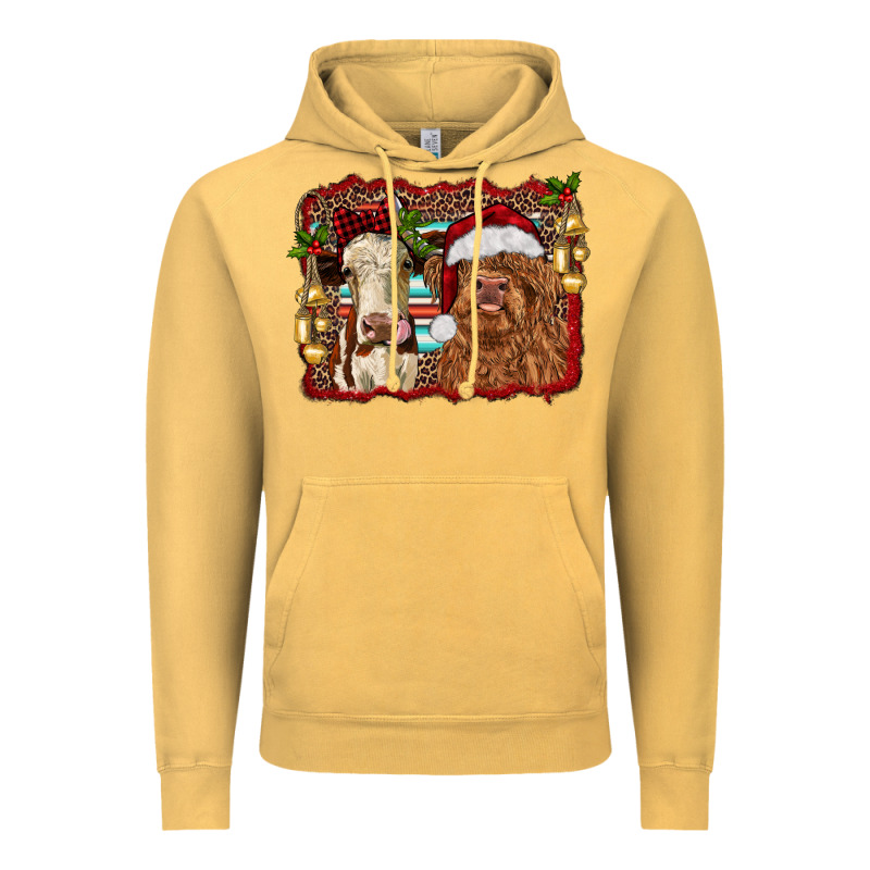 Christmas Heifer And Highland Cow With Serape Background Vintage Hoodie by RanaPortraitStore | Teevron