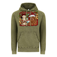 Vintage Olive christmas heifer and highland cow with serape background Vintage Hoodie - RanaPortraitStore